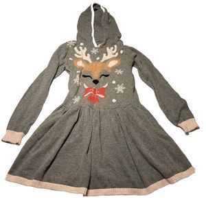 Christmas Deer Dress With Hood Approx Size 4 & Up